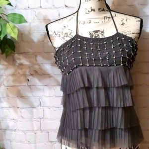 Alice + Olivia Sequin/Bead Halter Top